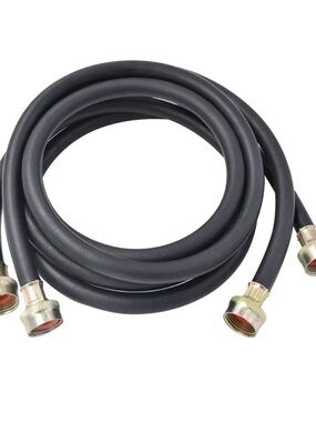 Black Coiled Rubber Hose with Brass Fittings